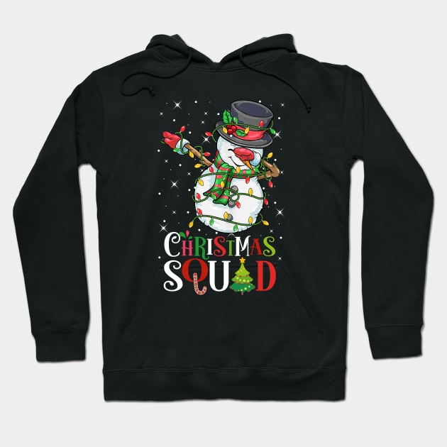 Christmas Squad Funny Xmas Dabbing Snowman Christmas Lights Hoodie by springins